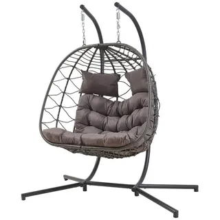 [en.casa] En.Casa, Hängematte, Doppel-Hängesessel Skense mit Gestell 198x156x98 cm Grau (220 kg) - 2 Jahre Gewährleistung - mind. 14 Tage Rückgaberecht - Grau - n.a.