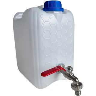 pokm toolsmarket - Wasserkanister mit Hahn, Wasserkanister 5L, Trinkwasser Kanister mit Zapfhahn 1/2'' Gewinde Verzinkt, Wassertank BPA-frei, Wasserbehälter mit Schraubdeckel, Perfekt für Camping