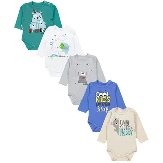 TupTam Baby Unisex Langarm Body mit Aufdruck Spruch 5er Pack, Farbe: Junge 4, Größe: 80 - 80
