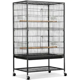 Vogelvoliere Große NagerKäfig Vogelkäfig mit 4 Rollen Vogelbauer für Wellensittiche Kanarien und Papageien, 52 x 79 x 131cm - Yaheetech