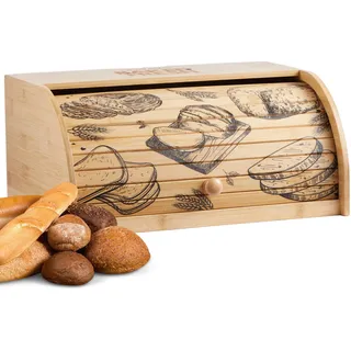 Ecosa Brotbox mit Rolldeckel aus Bambus Brotkasten Brotaufbewahrung Brotkorb