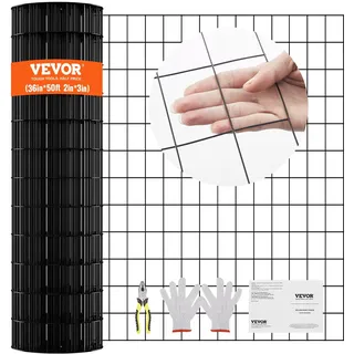 Vevor Volierendraht 91 x 1524 cm, Gartenzaun, 1,52 mm Maschendrahtzaunrolle, Vinylbeschichtetes Drahtzaun für Hühnerstallbarrieren,
