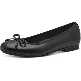 TAMARIS COMFORT Damen Ballerinas aus Leder mit Schleife, Schwarz (Black), 37 EU