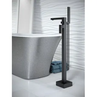 BADLAND Badewanne Freistehende Wannenarmatur Varium Schwarz Matt