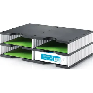 Styro Sortierstation styrodoc duo black & white schwarz/weiß mit 4 Fächer