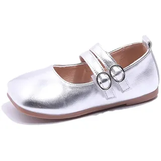 Kleine Mädchen Kleid Schuhe Ballett für Mädchen Hochzeit Party Schule Kirche Kleid Schuhe Casual Slip On Ballett Flache Mädchen Hochzeitsschuhe, silber, 25 EU - 25 EU