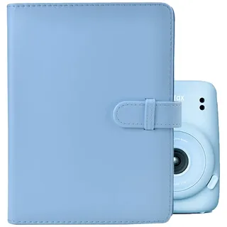 MUZIRI KINOKOO 256 Taschen Fotoalbum für 3 Zoll Film Fuji Instax Mini 12/11/9/8/7+/EVO /25/90 Kamera Foto PU Leder Album Blau