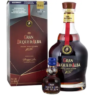 Gran Duque de Alba | Brandy de Jerez 700ml mit Mini GDA XO 50ml | Mehrfach ausgezeichneter Brandy u.a mit Gold bei der San Francisco World Spirits Competition | 700ml + 50ml | 40% Vol.