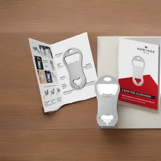 Rominox Shop Tool // Allrounder – 8 Funktionen, Einkaufswagenlöser mit Zusatzfunktionen, Edelstahl Keytools, Multifunktionswerkzeug, inkl. Funktionsbeschreibung