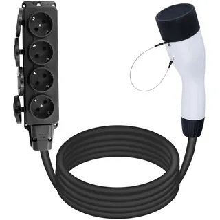 TKSE Typ 2 Auf Schuko Adapter, Typ 2 Stecker V2L Adapter mit 4-Port Europäischen Stecker, 30cm Entladekabel Stecker Fahrzeug Zum Laden Entlader für 16A 3,5KW V2L EV-Entladung