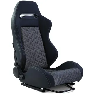 Sportsitz Halbschalensitz Spielekonsole Sim Racing Schwarz Silber mit Rauten