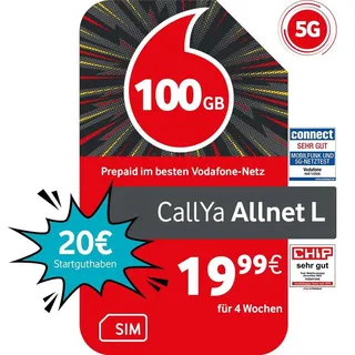 Vodafone Prepaid Prepaid CallYa Allnet L | 20 EUR Startguthaben | 1 Monat 100GB | 5G-Netz