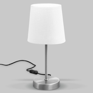 B.K.Licht - mit Schalter Stoff, Tischlampe, Lampe, Schreibtischlampe, Tischleuchte, Bürolampe, Leselampe, Leselicht, 30,8x10 cm, Weiß