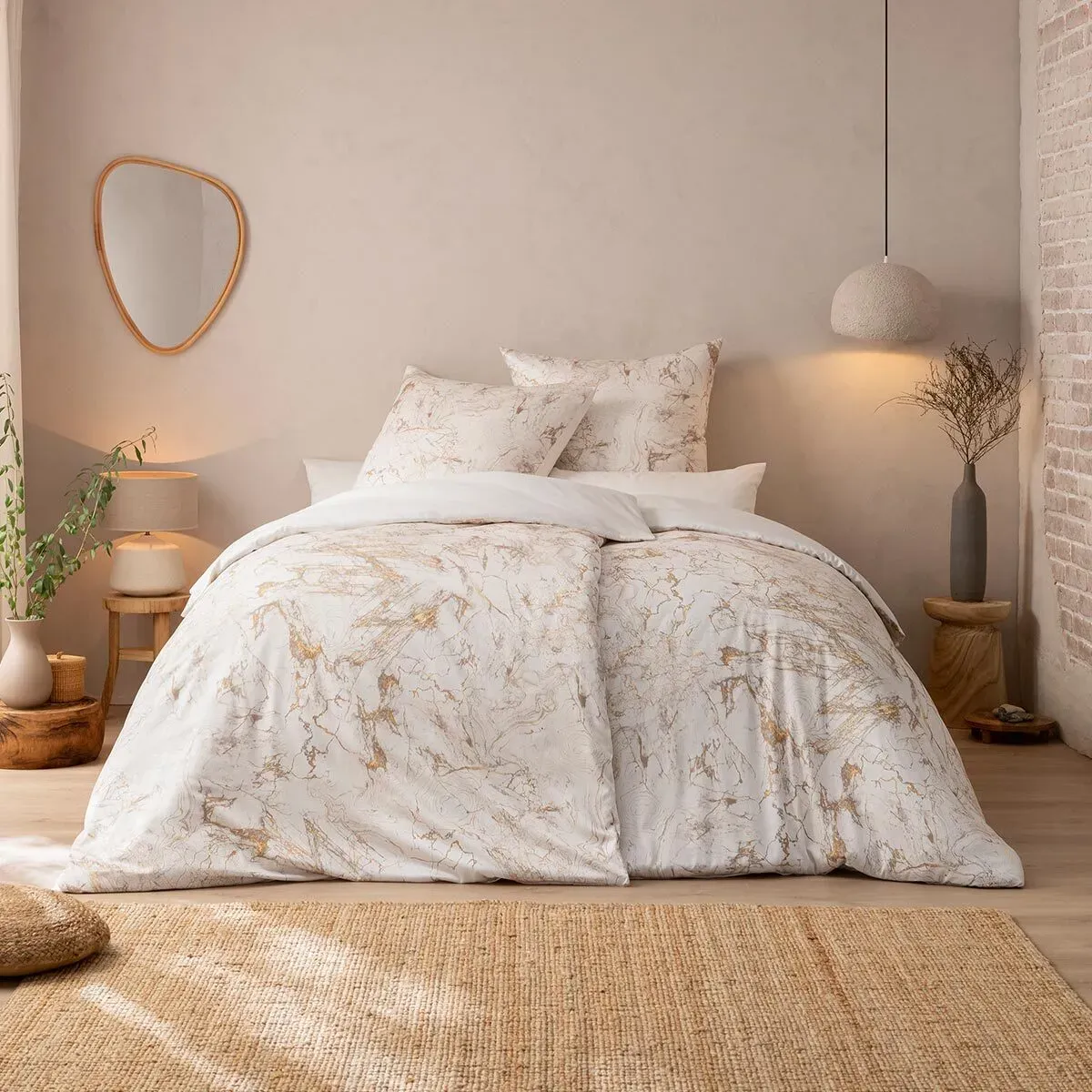 Estella Mako-Satin Bettwäsche Raphael elfenbein Kissenbezug einzeln 80x80 cm - beige;braun