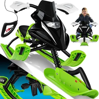 Kesser KESSER® Lenkschlitten mit 2 Fußbremsen Automatisches Zugseil Federung Kufenlenkung Bob Kinderschlitten Rodel Schlitten Skiboblenkschlitten