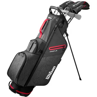 Wilson Profile Complete Golfschläger-Set, Für Starke Schwünge, Stahl-Konstruktion, Linkshänder, Rot/Schwarz/Silber, Standardgröße