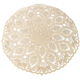 Yizunnu Tischdeckchen aus Baumwolle, rund, handgefertigt, Beige 60 cm