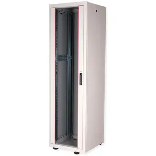 Roline 19-Zoll Netzwerkschrank Basic 42 HE, 600x600 BxT Glastür, grau