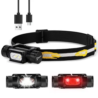 Stirnlampe Led Wiederaufladbar mit 660nm Rotlicht - Sofirn H35R Stirnlampe Kopflampe, Superhell 1500 Lumen Helmlampe mit 10 Modi, Leichtgewichtig IP68 Wasserdichte Stirnlampen für Joggen, Angeln