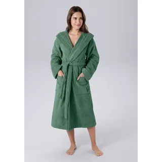 Unisex-Bademantel BRUNO BANANI "Robby, ideal für Sauna & Spa, Standardlänge & Überlänge" Gr. XXL, grün (dunkelgrün), L:125cm, Walkfrottee, Hausmäntel, Damen & Herren Bademäntel, Baumwolle, mit Taschen, Sauna, XS-3XL, Topseller