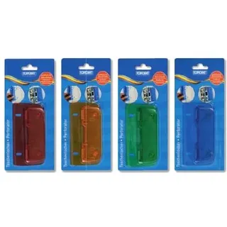 Toppoint 10er Mini Locher mit Linealfunktion, Kunststoff, Rot, Blau, Grün, Orange