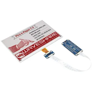 Waveshare 7.5inch E-Paper Display Module (B) for Raspberry Pi Pico 800x480 Red Black White SPI