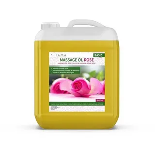 KITAMA Massageöl Rose 5-Liter - süßer Duft nach Damaszener Rosen für pflegende Massage zuhause & in der Massagepraxis - Aroma-Öl - Thai Massage-Öl, made in Germany