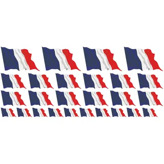INDIGOS UG - Mini Aufkleber Set - Pack wehend - 4x 51x31mm+ 12x 33x20mm + 10x 20x12mm - Fahne - Frankreich - Flagge - Banner - Standarte fürs Auto, Büro, zu Hause und die Schule - Set of 26 - für