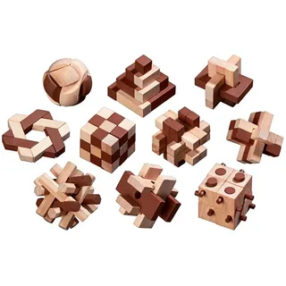 Philos 6922 - Holzpuzzle-Sortiment, mit 10 unterschiedlichen Knobelspielen