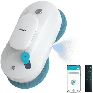 Mamibot W110-P Fensterputzroboter, automatischer intelligenter Navigations-Staubsauger Anti-Drop, mit APP und Fernbedienung, für Glas, Fliesen, 12 Stück Tücher (Weiss)
