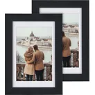 2er-Set Bilderrahmen mit robustem Acrylglas, 10 x 15 cm, A6, schwarz