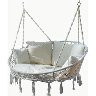 aleos ALEOS. Hängesessel Hängelounger Schwebeliege Doppelliege Doppellounge Lounge für 2 Personen MAUI mit vielen Kissen faltbar klappbar (ohne Holzgestell)