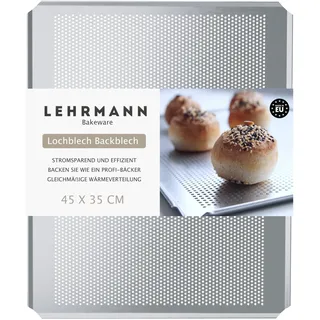 LEHRMANN Backblech perforiert 45 x 35 cm Lochblech Blech gelocht Pizzablech Kompartibel/Ersatz für Backofen ELOMA WIESHEU MIWE