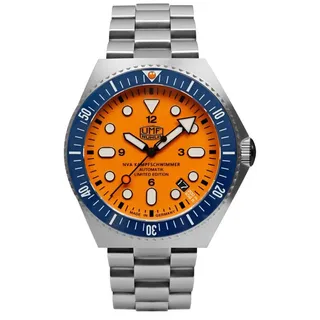 UMF Ruhla Automatik Limited Edition NVA Kampfschwimmer - 1928M-1- Zifferblatt orange voll fluoreszierend - Limitiert auf 499 Stück - Made in Germany