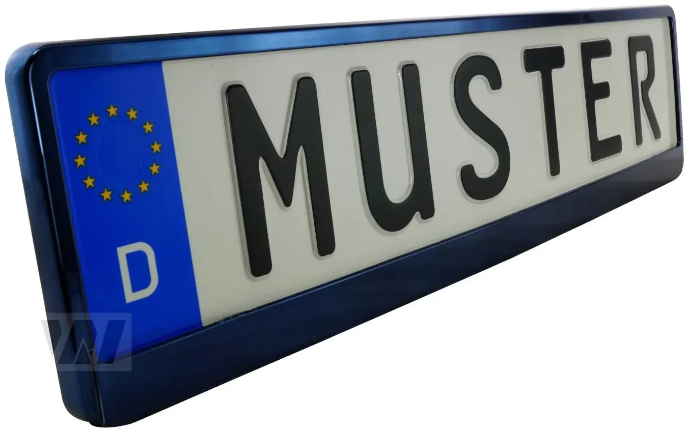 EU KFZ Kennzeichenhalter BLAU Metallic-Optik Spiegelglanz 520x110mm
