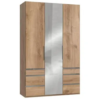 Level 150 x 236 x 58 cm Plankeneiche Nachbildung mit Spiegeltüren und Schubladen