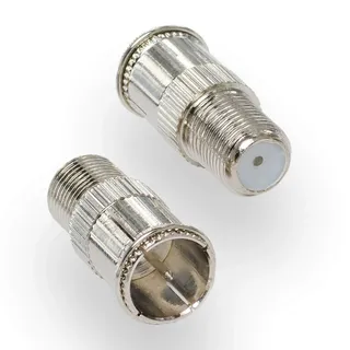 HB-DIGITAL SAT-Schnellstecker Prüfstecker: F-Quick Stecker (Satelliten DVB-S/S2 Anschluß männlich) zu F-Buchse (Sat-Anschluß DVB-S/S2 weiblich) 1x Stück TV Steckverbinder AdapterF-Stecker Vernickelt