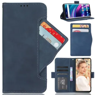 Lederhülle für Moto Edge 50 Fusion 5G Hülle, Tasche Cover Etui Handyhülle für Moto Edge 50 Fusion 5G, Blau