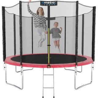 Kinetic Sports Trampolin Outdoor Salto 250 cm inkl. Sicherheitsnetz und Leiter Pink