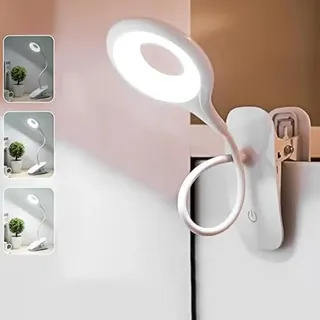 Klemmlampe, 20 LED Klemmlampe Bett mit 3 Helligkeitsstufen, 360° Flexibel Schwanenhals Leselampe Bett, Augenschonende Leselampe Klemme, USB Aufladbares Akku für Studieren Arbeiten