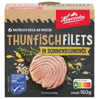 Hawesta MSC Thunfischfilets in Sonnenblumenöl (160 g)