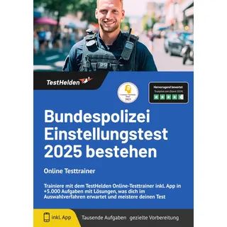testhelden / eheroes Bundespolizei Einstellungstest 2024 bestehen - Online Kurs - Trainiere mit dem unserem Kurs inkl. App in +5.000 Aufgaben