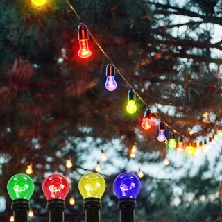 ETC Shop Lichterkette Terrassen Außen Beleuchtung Garten Party Beleuchtung Hänge Lampen bunt, 10x E27 25 Watt, l 615 cm