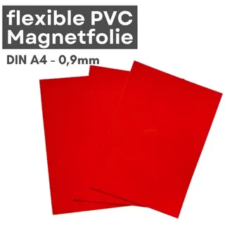 MaajeeKuto Magnet Magnetfolie DIN A4 beschreibbar Rot 0,9 mm PVC Magnetplatte (2-St)