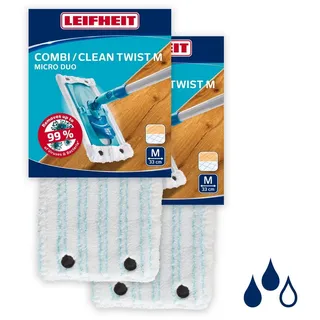 Leifheit 2er Set Wischbezug CLEAN Twist M Micro Duo, für alle Bodenarten, Bodenwischer Ersatzbezug für ideale Schmutzaufnahme Dank 2-Faser-System, Mikrofaser Putzlappen ideal für Fliesen und Laminat