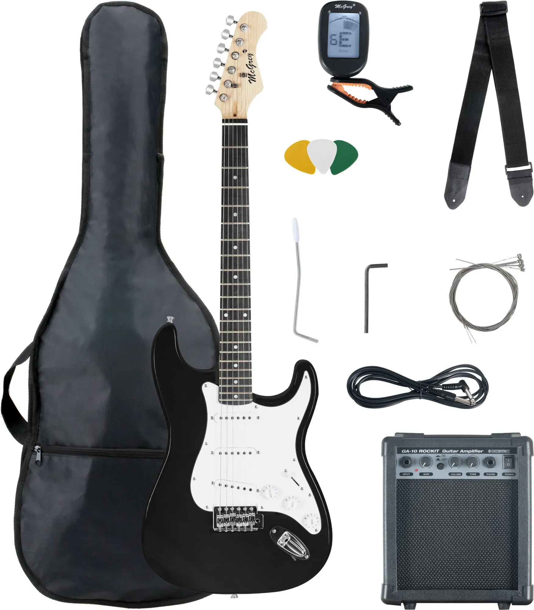 McGrey Rockit E-Gitarre ST-Komplettset Black