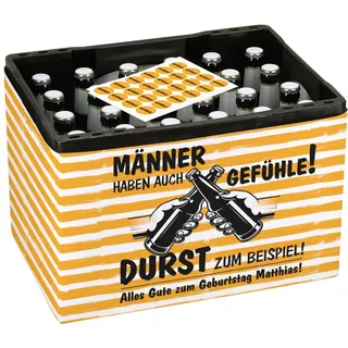 Herz & Heim® Geburtstagsgeschenk Männer DIY - Banderole für Bierkasten mit Aufklebern für Kronkorken (Gefühle)