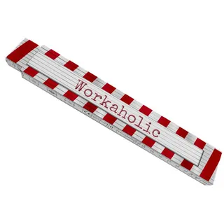 speecheese Zollstock Workaholic Meterstab aus Holz in Rot und Weiß