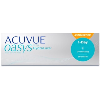 Acuvue Johnson & Johnson Acuvue Oasys 1-Day for Astigmatism (30er Packung) Tageslinsen -3,25 dpt, -1,25, 170 und BC 8.5 – Mit UV Schutz und Austrocknungsschutz – 30 Linsen