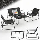 Juskys Gartenmöbelset Genua 4-tlg. – Outdoor Sitzgruppe für Balkon & Garten in Anthrazit - aus Metall